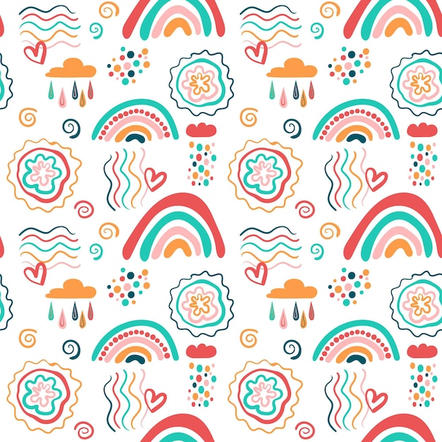 Hand drawn rainbow pattern design