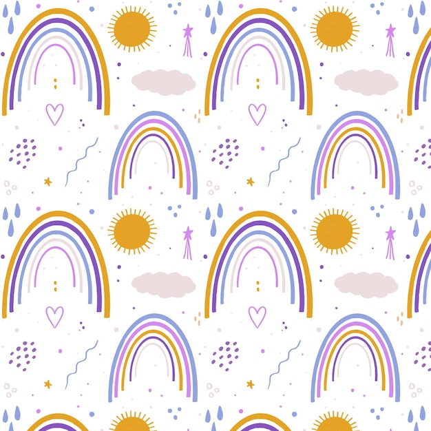 Free vector hand drawn rainbow pattern design