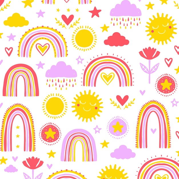 Free vector hand drawn rainbow pattern design