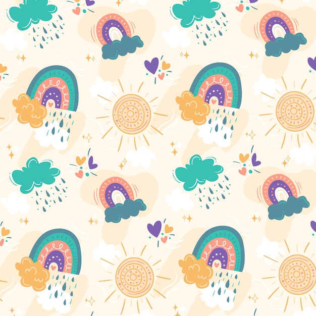 Hand drawn rainbow pattern design