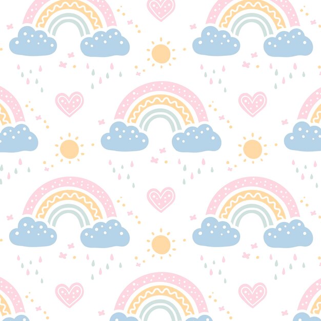 Hand drawn rainbow pattern design