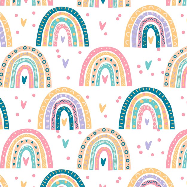 Hand drawn rainbow pattern design