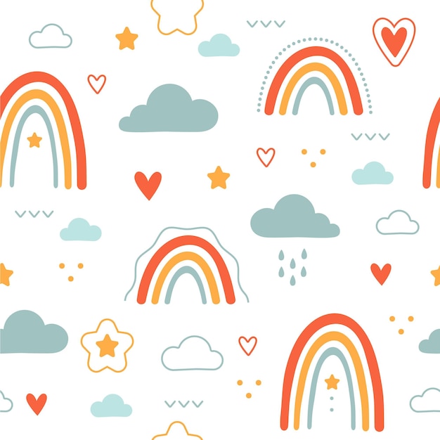 Hand drawn rainbow pattern design