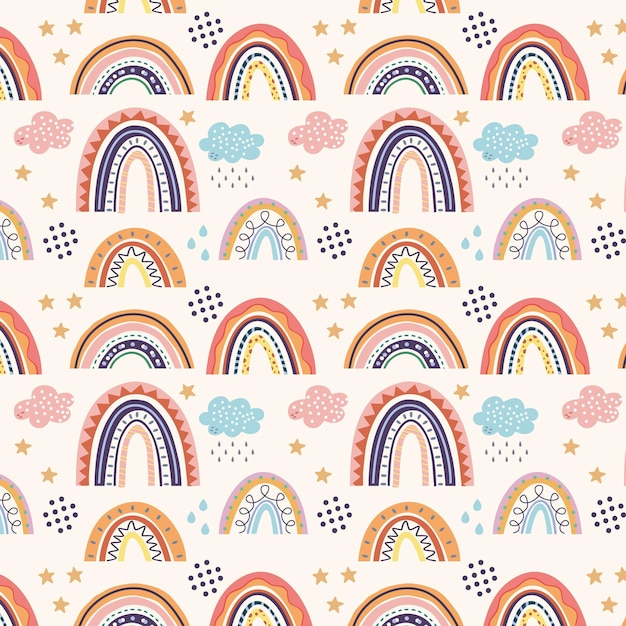 Hand drawn rainbow pattern