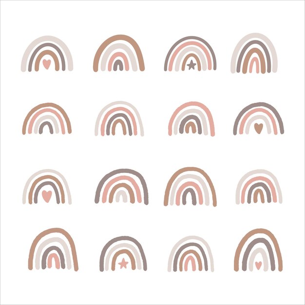 Download Premium Vector Hand Drawn Rainbow Set Scandinavian Minimalism Style