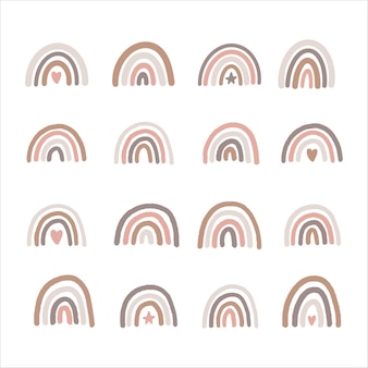 Download Premium Vector Hand Drawn Rainbow Set Scandinavian Minimalism Style