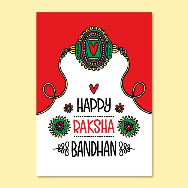 손으로 그린 raksha bandhan 인사말 카드