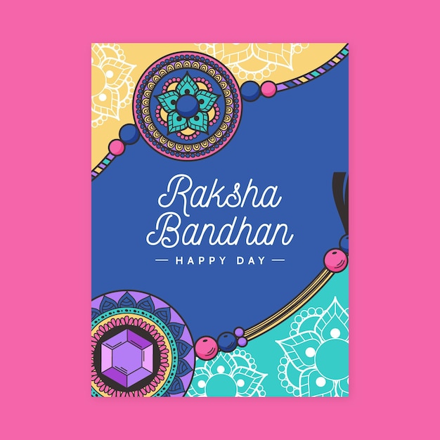 Vettore gratuito cartolina d'auguri disegnata a mano di raksha bandhan