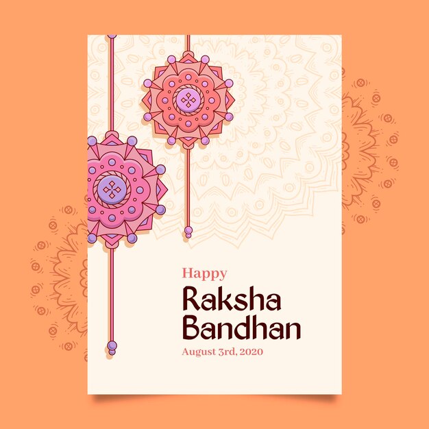 Hand drawn raksha bandhan greeting card