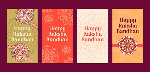 Free vector hand drawn raksha bandhan instagram stories collection