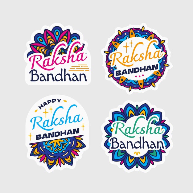 Hand drawn raksha bandhan labels collection