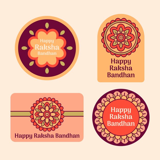 Hand drawn raksha bandhan labels collection