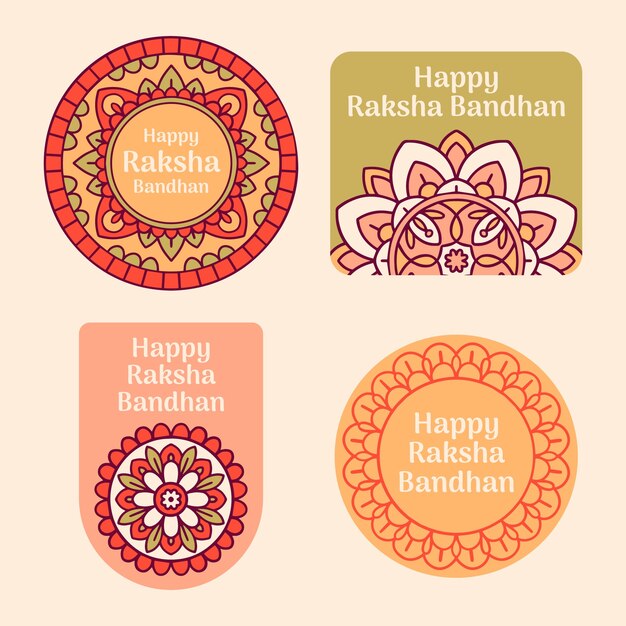Hand drawn raksha bandhan labels collection