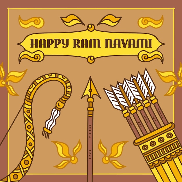 Hand drawn ram navami concept