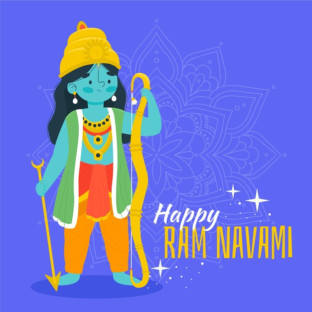 Hand drawn ram navami illustration