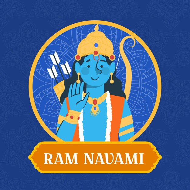 Hand drawn ram navami illustration