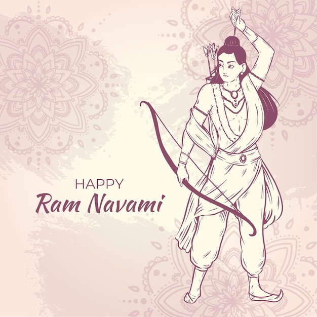 Illustrazione disegnata a mano di ram navami