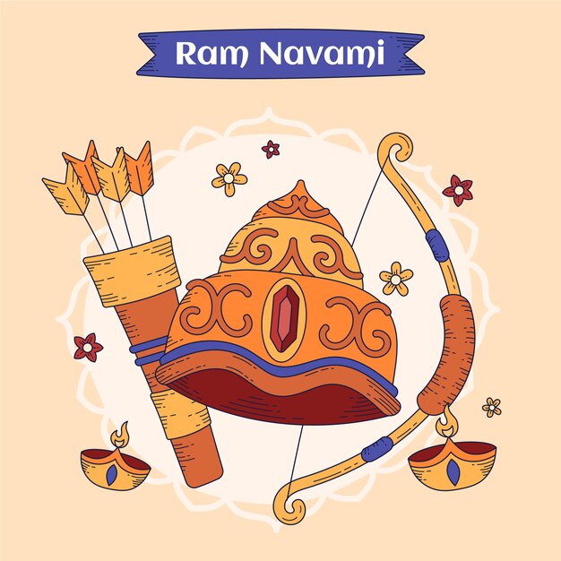 손으로 그린 ram navami 그림