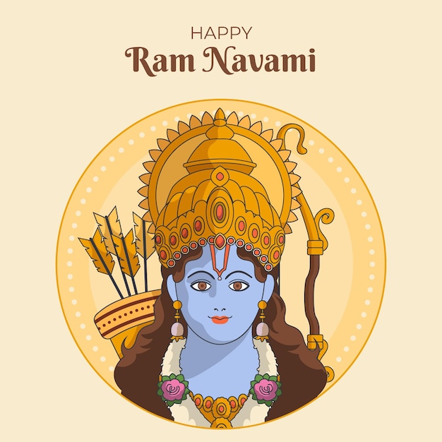 Hand drawn ram navami illustration