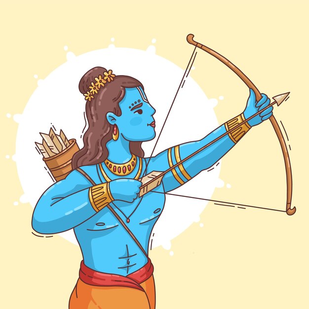 Hand drawn ram navami illustration