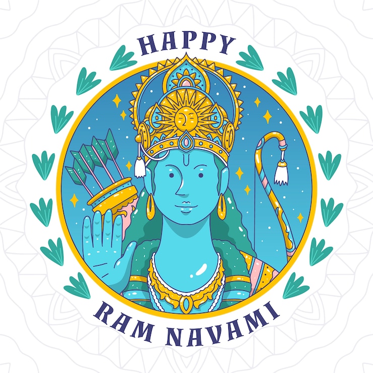 Free Vector hand-drawn ram navami