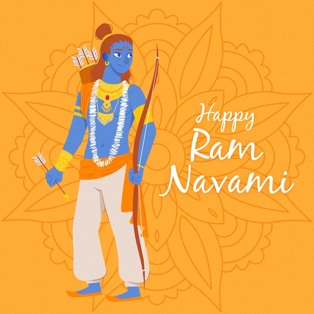 Free vector hand drawn ram navami