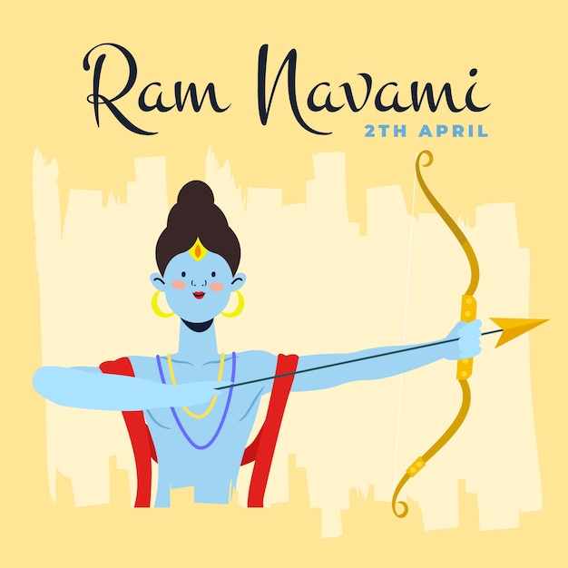 Free vector hand drawn ram navami