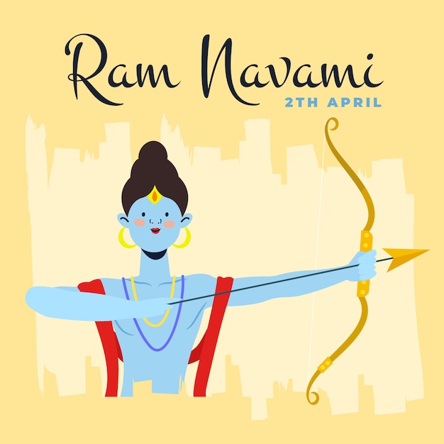 Vettore gratuito disegnato a mano ram navami