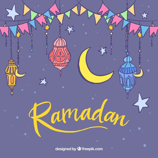 Hand drawn ramadan background