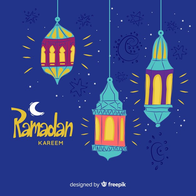 Hand drawn ramadan background