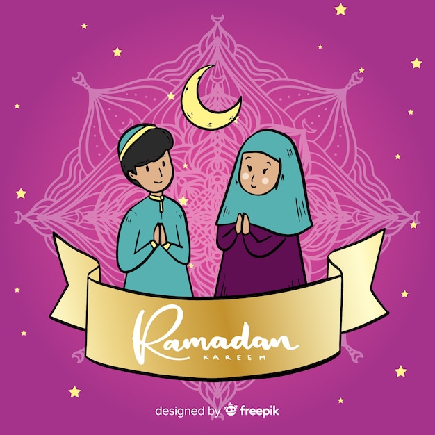 Vettore gratuito fondo disegnato a mano del ramadan