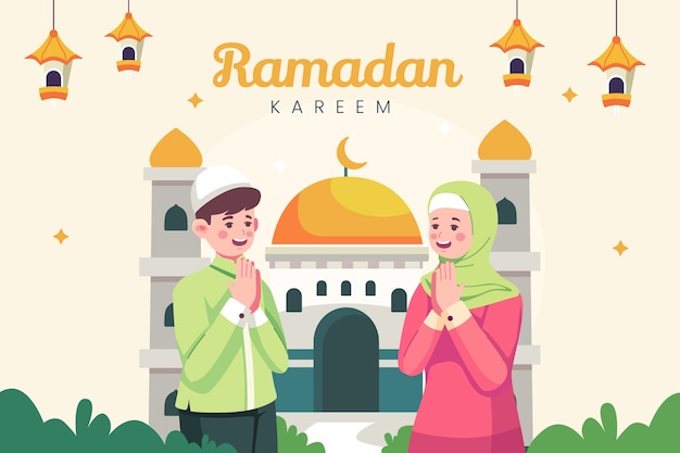 Vettore gratuito sfondo ramadan disegnato a mano