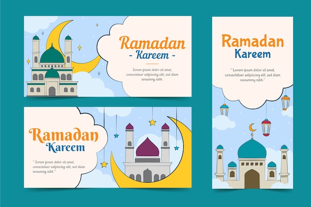 Hand drawn ramadan banners pack