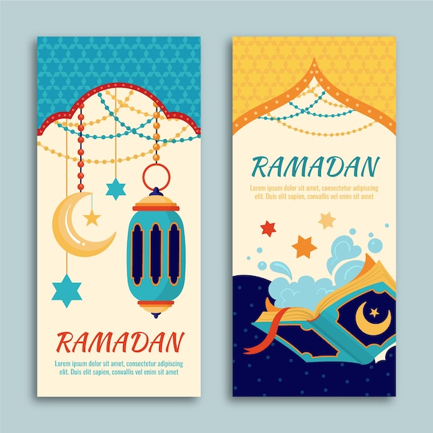 Hand drawn ramadan banners template