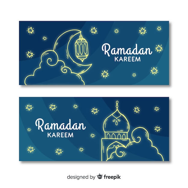 Hand drawn ramadan banners