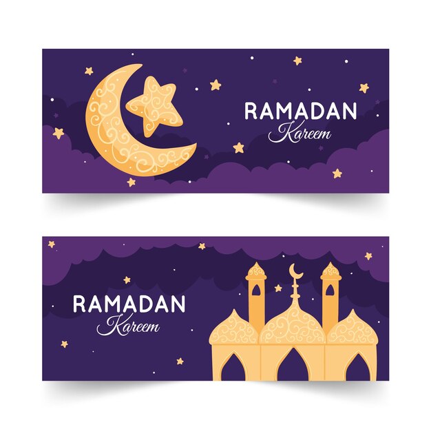 Hand drawn ramadan banners