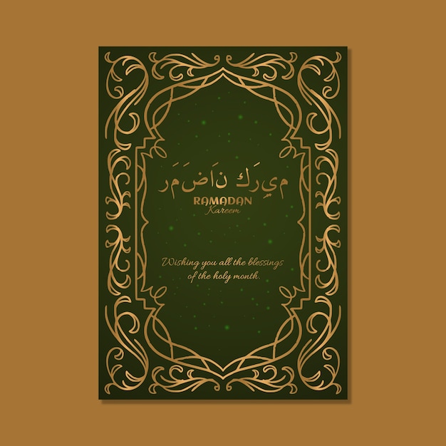 Free vector hand drawn ramadan greeting card template