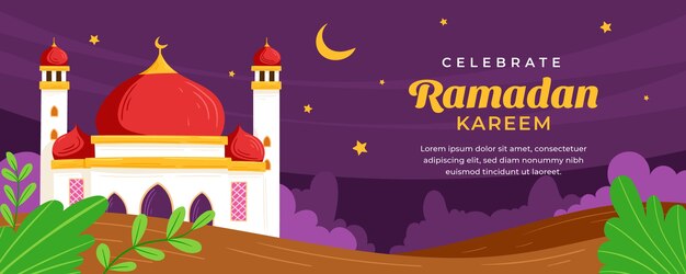 Hand drawn ramadan horizontal banner template