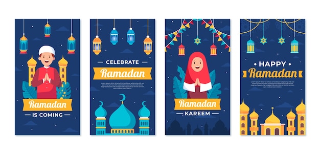 Collezione di post ramadan ig disegnati a mano