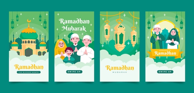 Free vector hand drawn ramadan ig post collection