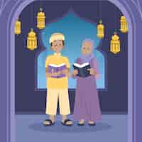 Бесплатное векторное изображение Нарисованная рукой иллюстрация рамадана