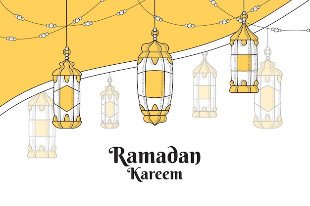 Vettore gratuito sfondo di ramadan kareem disegnato a mano