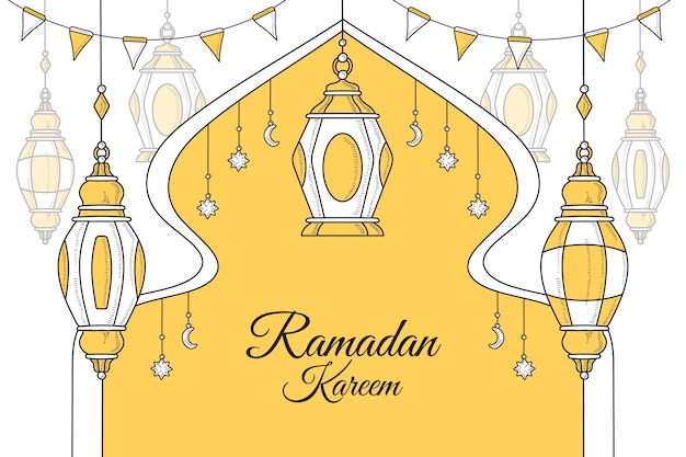 Hand drawn ramadan kareem background