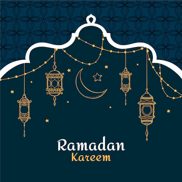 Hand drawn ramadan kareem illustration