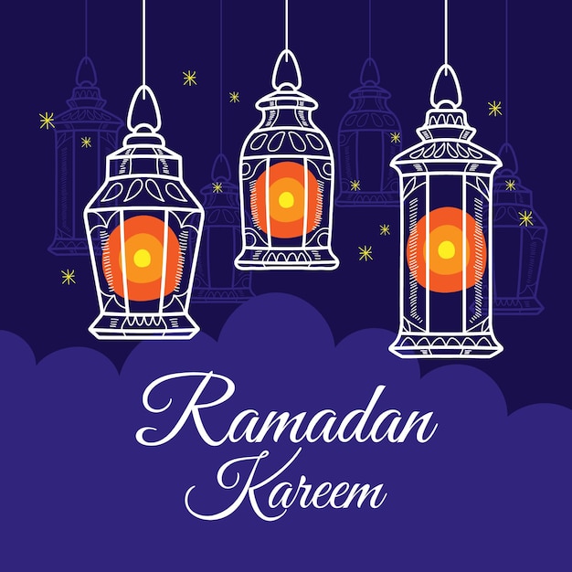 Illustrazione disegnata a mano del ramadan kareem