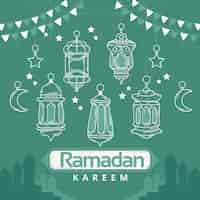 Vettore gratuito illustrazione disegnata a mano del ramadan kareem