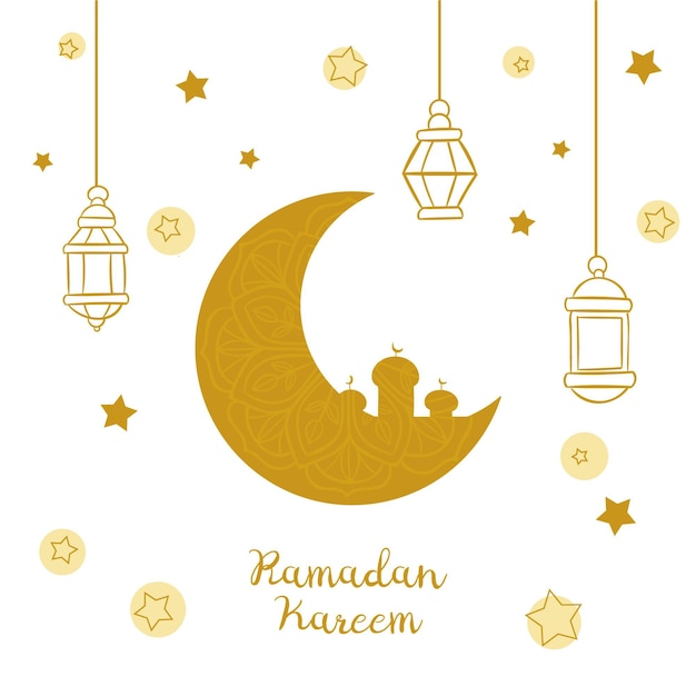 Hand drawn ramadan kareem illustration