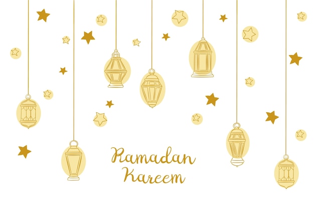 Vettore gratuito illustrazione disegnata a mano del ramadan kareem