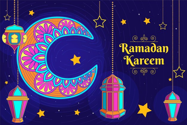 Hand drawn ramadan kareem illustration