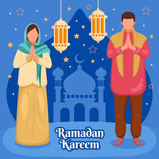 Hand drawn ramadan kareem illustration